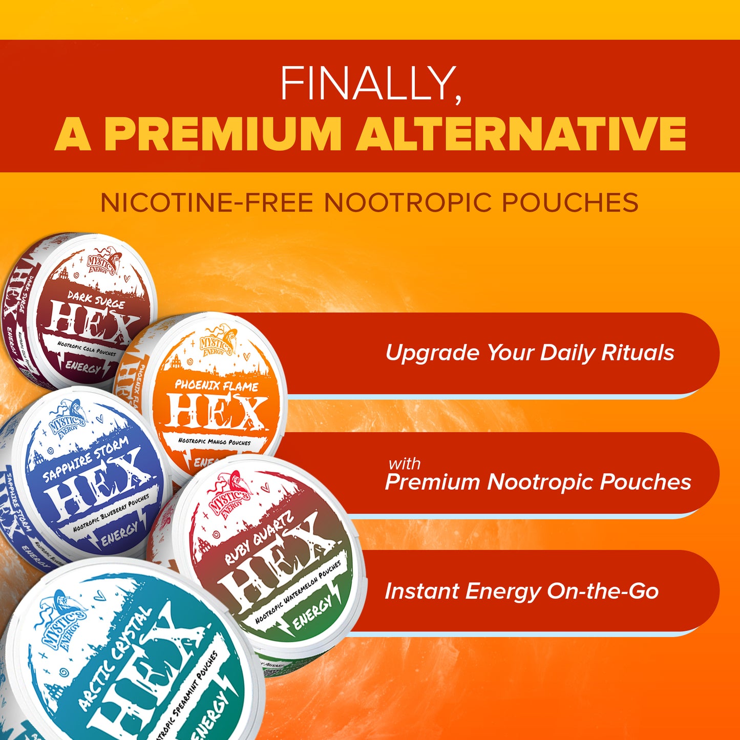 HEX Nootropic Caffeine Energy Pouches